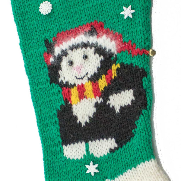 Christmas Kitty Hand Knit Christmas Stocking Finished & Personalized