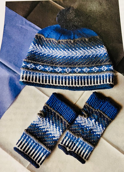 Blues Hat & Fingerless Mitts Knitting Kit