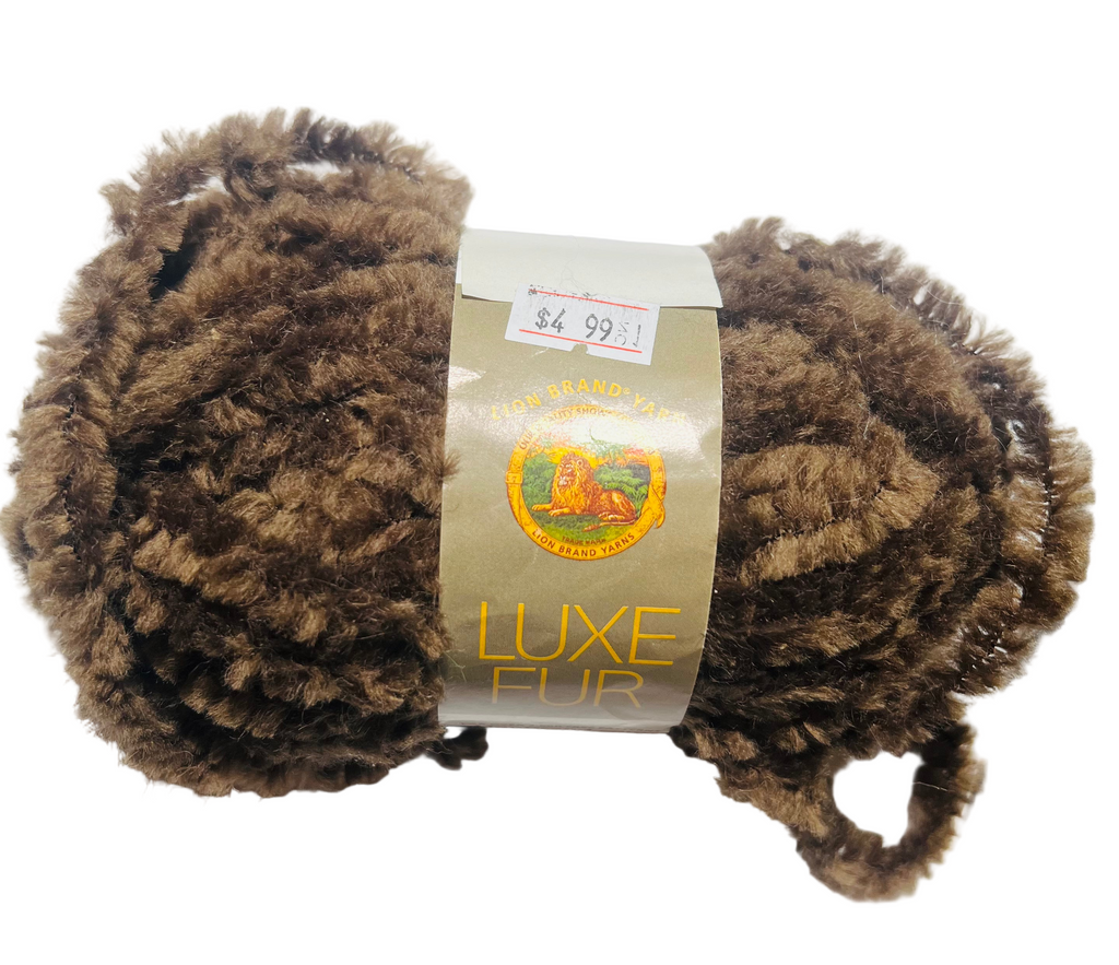 126 Java (Med Brown) Lion Brand Luxe Fur - Super Bulky (#6)  - 50g, 44yd Ball