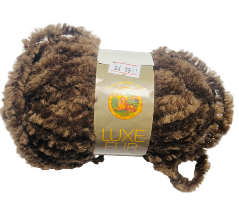 126 Java (Med Brown) Lion Brand Luxe Fur - Super Bulky (#6)  - 50g, 44yd Ball