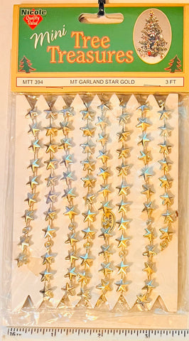 Mini Tree Treasures Star Garland (Gold) by Nicole - 1pc - 3ft - #MTT394 Imported