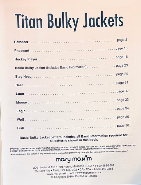 Titan Bulky Jackets - Pattern Booklet - Mary Maxim