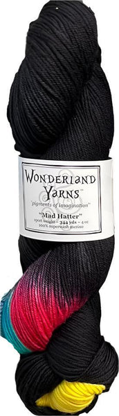 5 All Night Dinner. Mad Hatter Collection Wonderland Yarns - 100% Merino Wool - US Size 4-6 24-26 sts = 4" - 344yd/4oz Skein