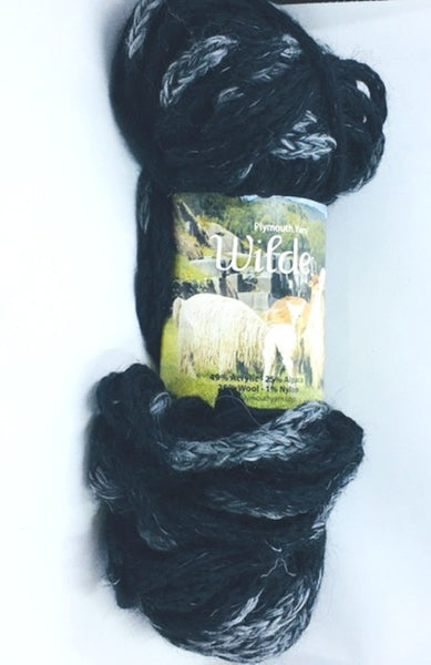 Plymouth Wilde Super Bulky Yarn - Color # 876 - (Black with Grey)