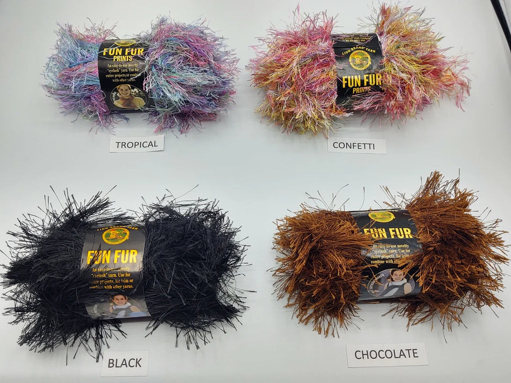 Lion Brand Fun Fur Yarn, Premier Just Eyelash, or Perfect Knit 