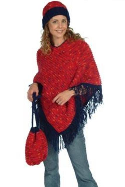 Ladies Poncho, Hat & Bag Pattern by Plymouth Yarn #464