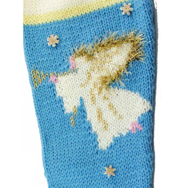 Blue Angel Hand Knit Finished Christmas Stocking - #7017 Blue